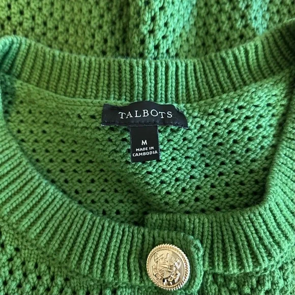 Talbots Mesh Stitch Sweater Shell Women’s SZ Medium in Olive Grove Green - Picture 6 of 7
